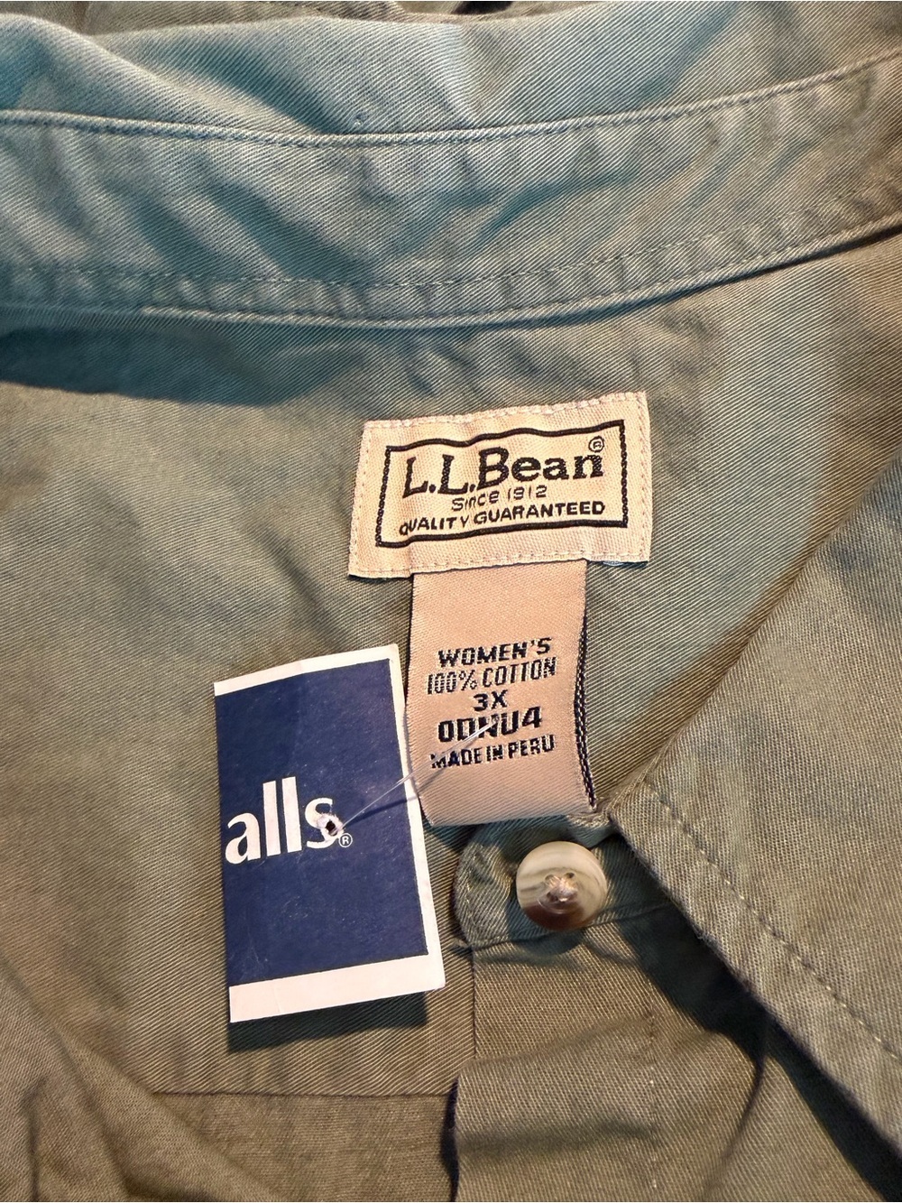 L.L. Bean Women's Olive Green Button-Front Shirt - Picture 5 of 6